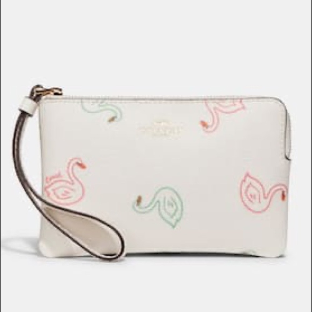 NWT Coach Wristlet With Swan Print